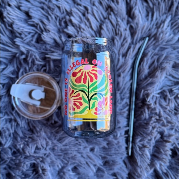 Custom glass cup with Straw - Picture 2 of 5